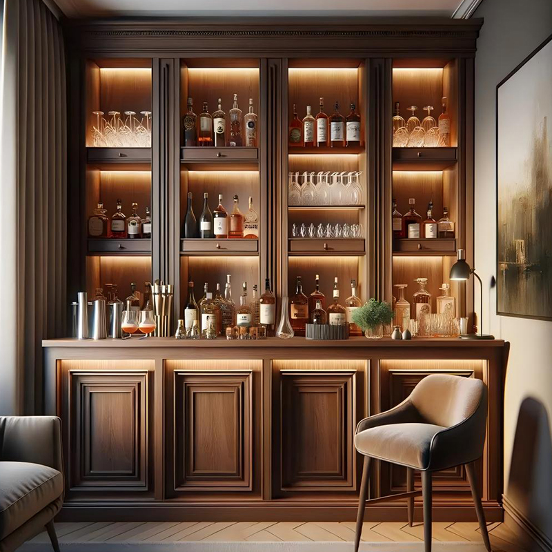 Classic Solid Wood Home Bar Cabinets