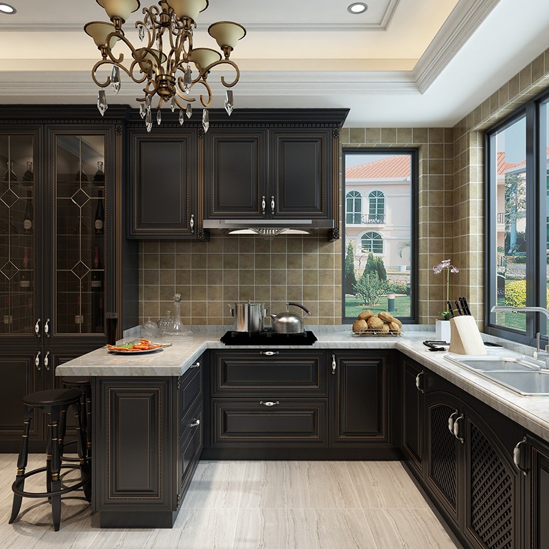 black cabinets