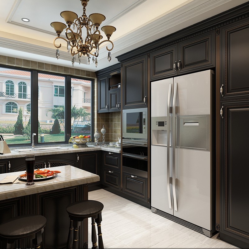 black cabinets