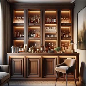 What are the dimensions of a free-standing bar cabinet?