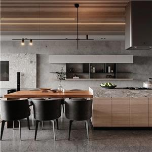 What color countertops are suitable for gray kitchen cabinets?