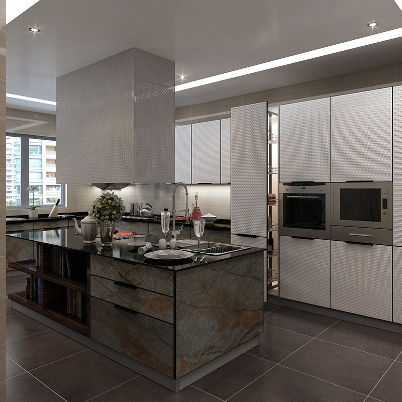 gray kitchen cabinet