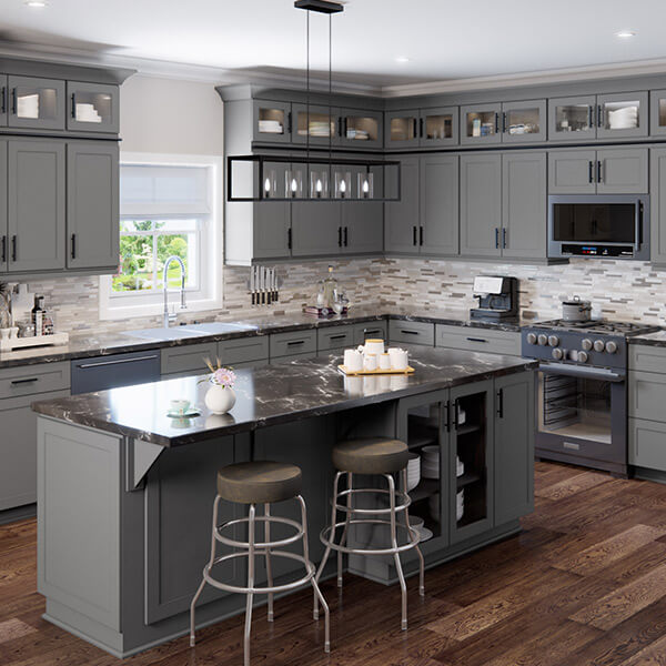 dark gray kitchen cabinet