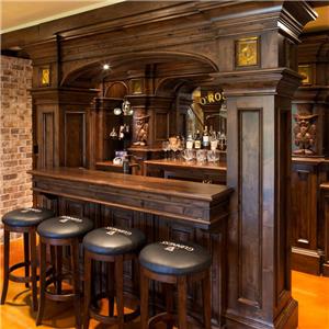 How much space should be left between home bar cabinets?