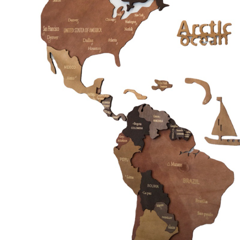 Wall Decoration 3D Wooden World Map