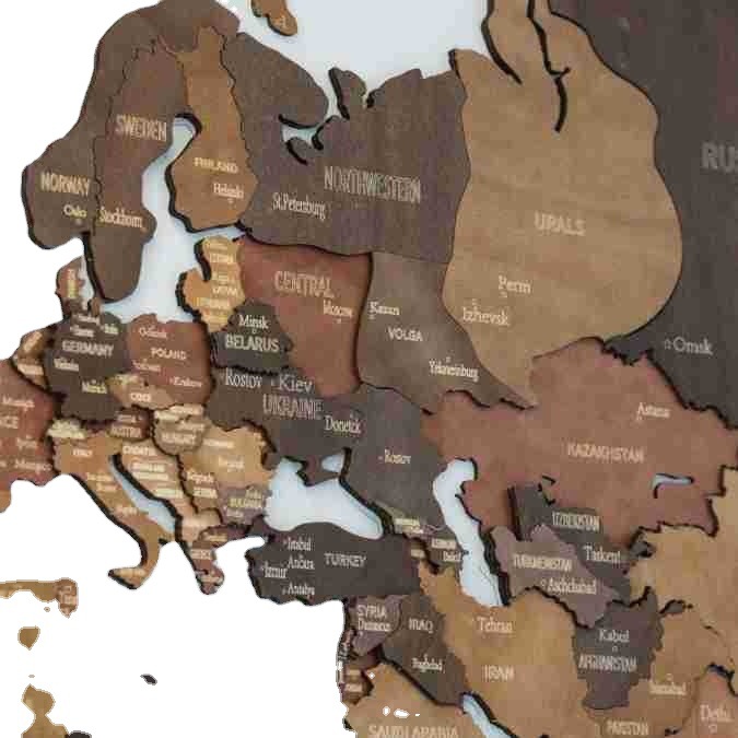 World Travel Wooden Map