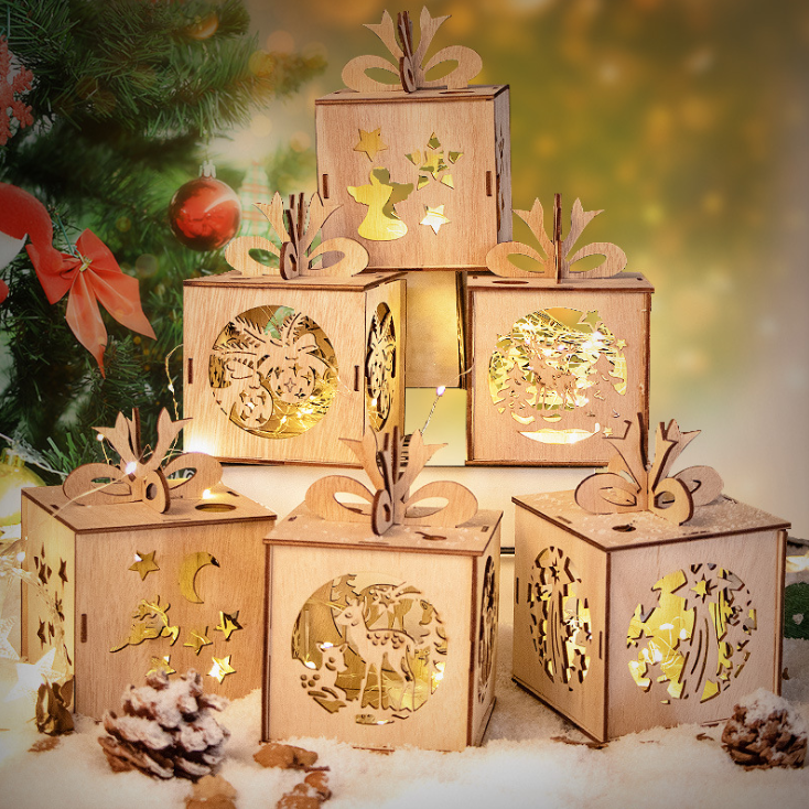 Christmas Gifts Wooden Candy Storage Box Christmas Eve Gift Boxes Wooden
