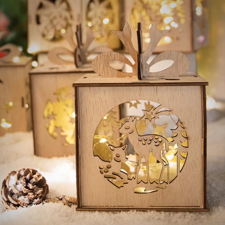 Christmas Gifts Wooden Candy Storage Box Christmas Eve Gift Boxes Wooden