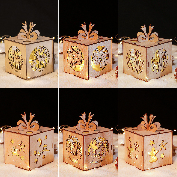 Christmas Gifts Wooden Candy Storage Box Christmas Eve Gift Boxes Wooden