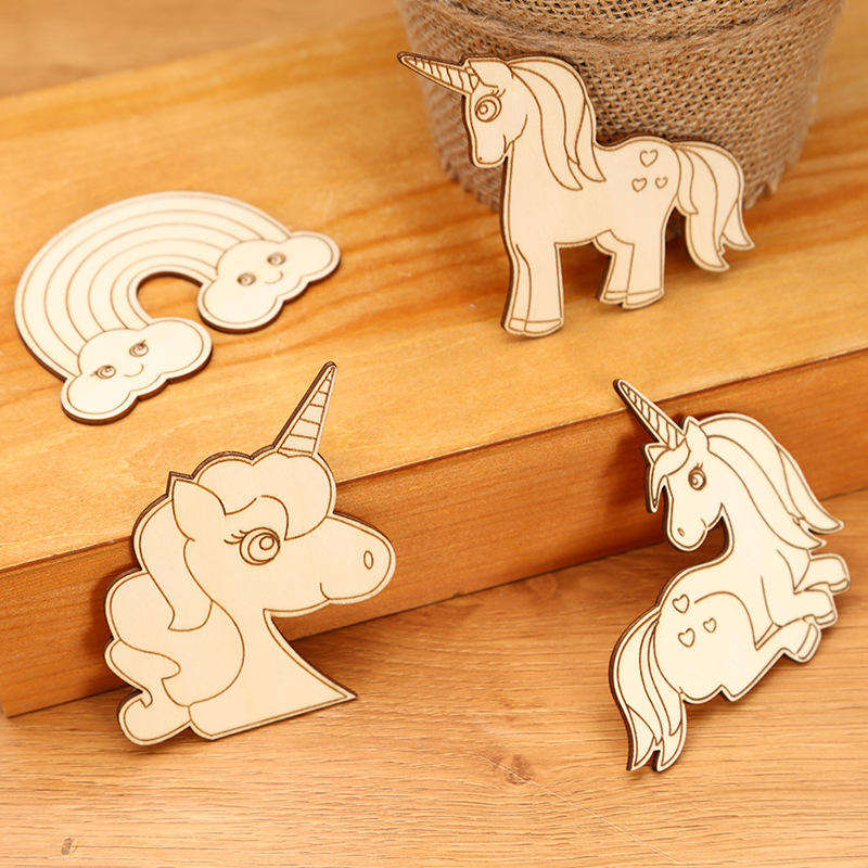 Wooden Christmas Gifts Interior Decoration Unicorn Wooden Pendant DIY Christmas Accessories Hanging Ornaments