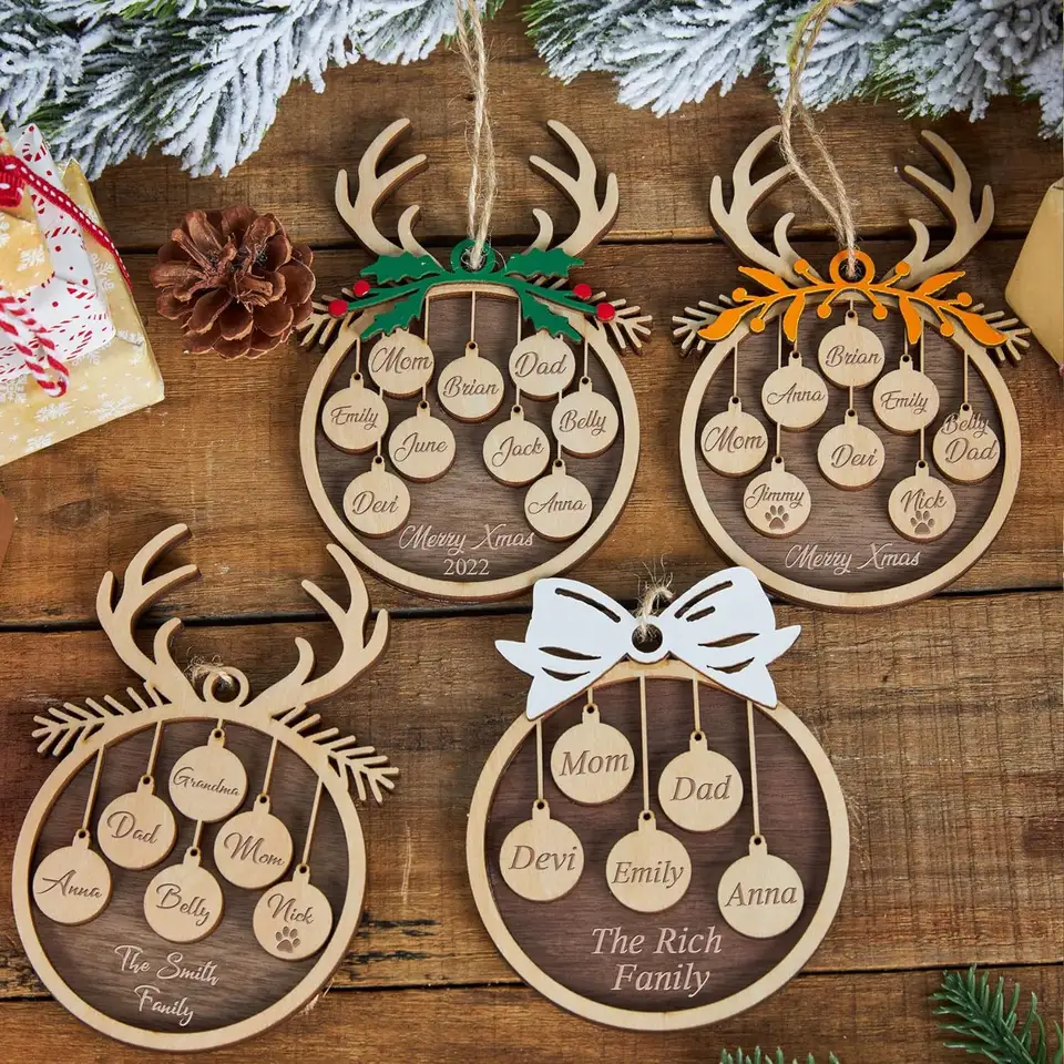 Wood Carving Christmas Tree Decoration Wooden Crafts