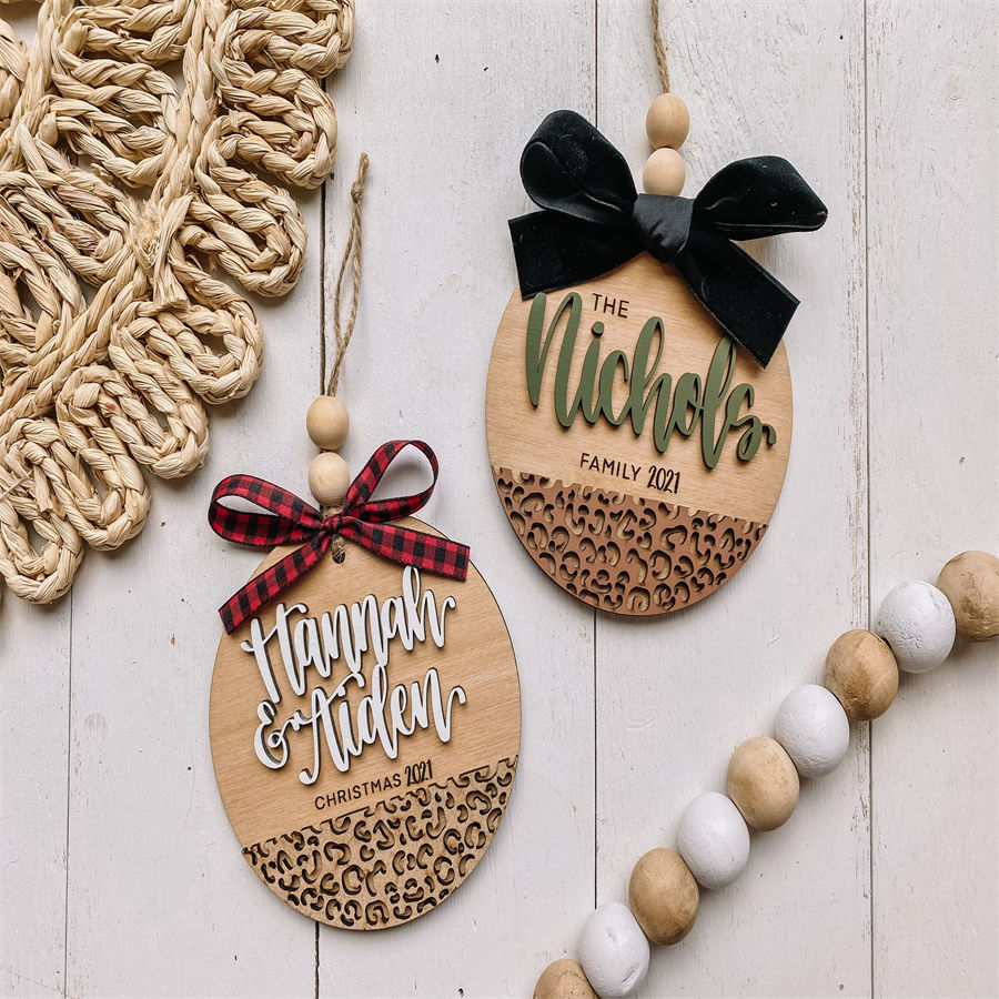 Wholesale Custom Christmas Tree Decoration Wooden Ornaments