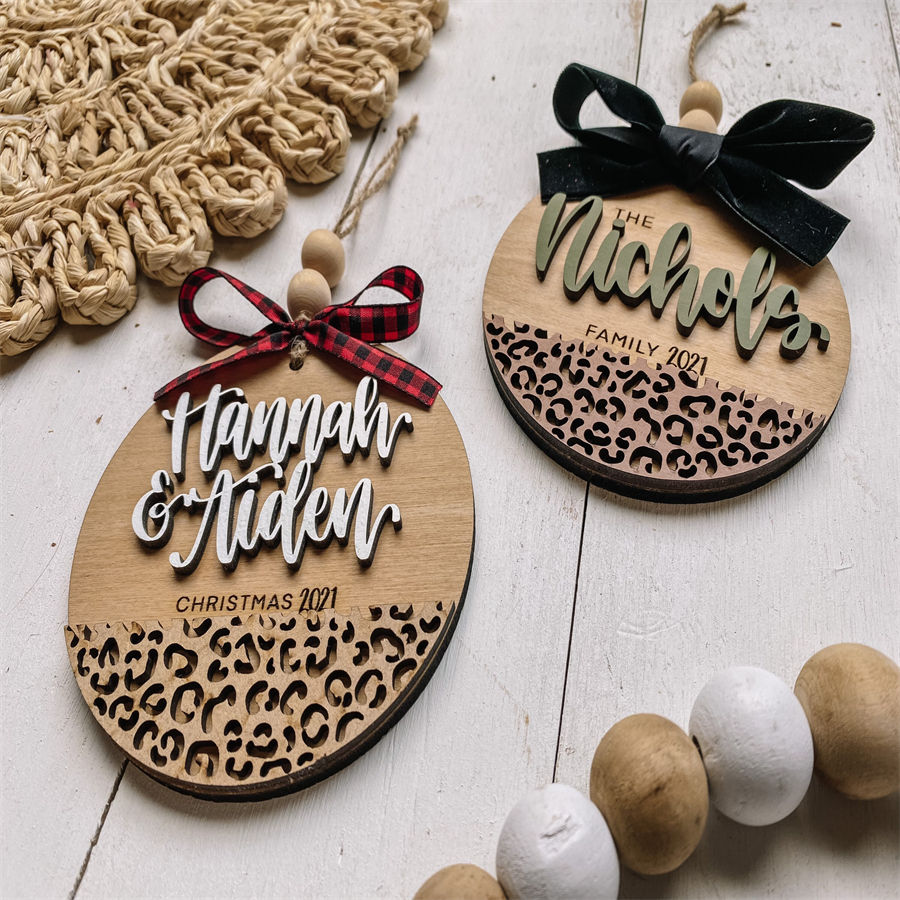 Wholesale Custom Christmas Tree Decoration Wooden Ornaments