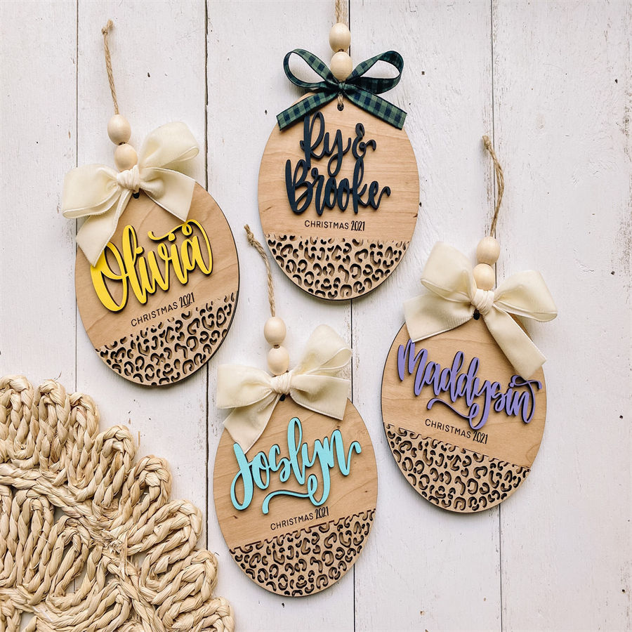 Wholesale Custom Christmas Tree Decoration Wooden Ornaments