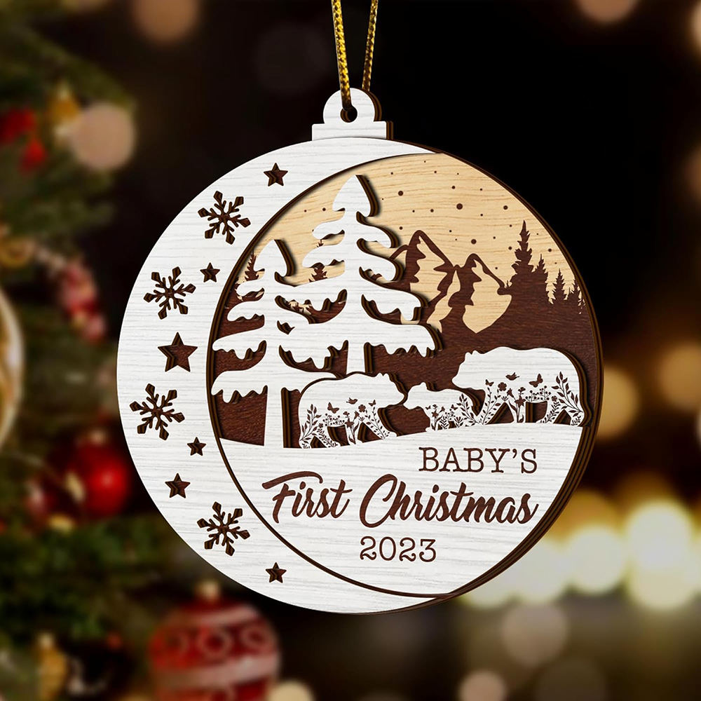 Festive Decoration Unfinished Laser Cut Wooden Christmas Ornament