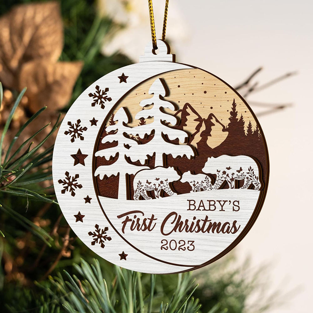 Festive Decoration Unfinished Laser Cut Wooden Christmas Ornament