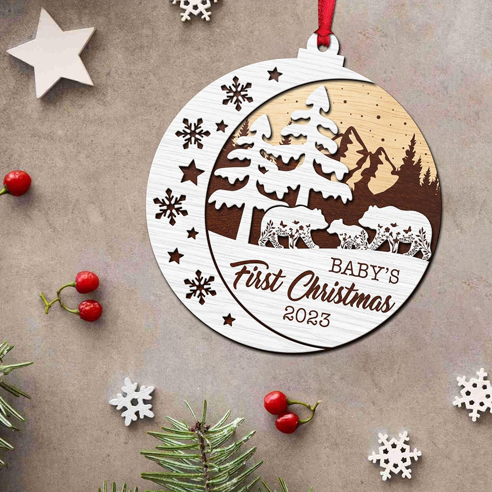 Laser Cut Wood Christmas Ornament