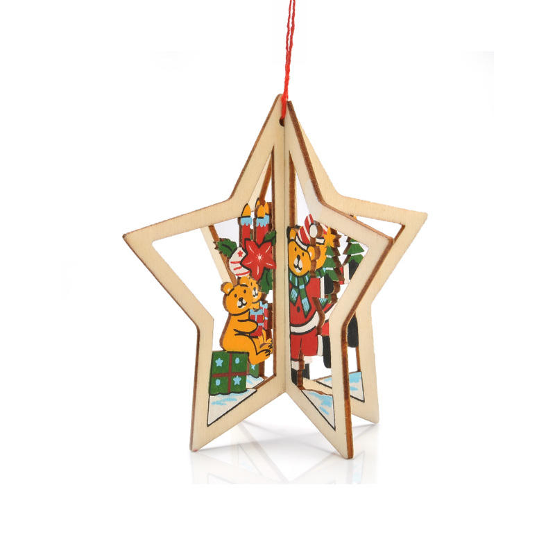 Different Shapes Of Wood Chips DIY Christmas Decoration Ornaments Wooden Crafts