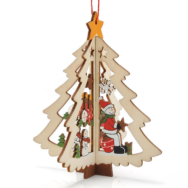 Different Shapes Of Wood Chips DIY Christmas Decoration Ornaments Wooden Crafts