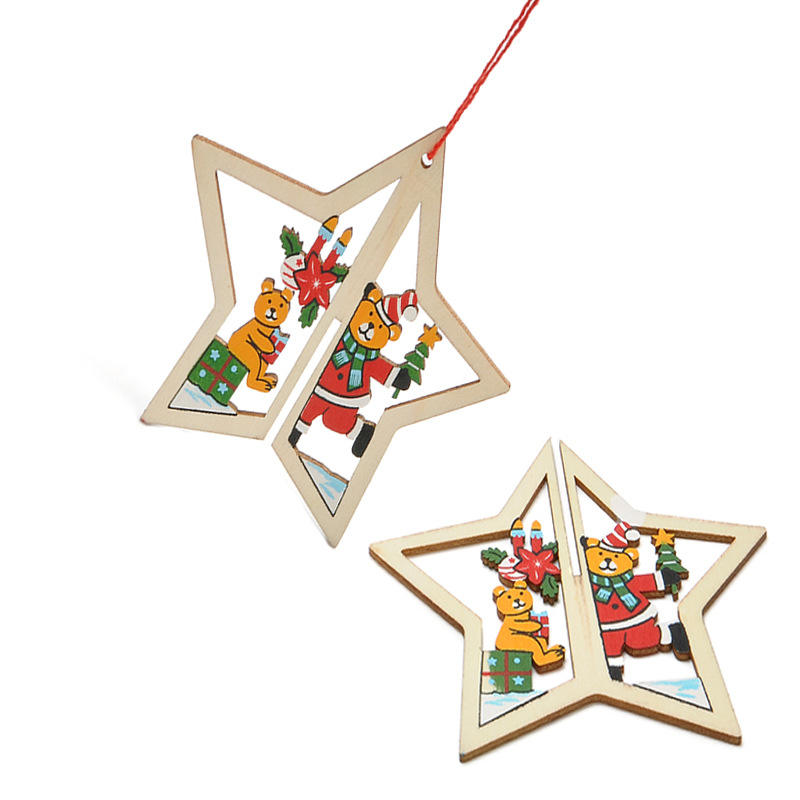 Different Shapes Of Wood Chips DIY Christmas Decoration Ornaments Wooden Crafts