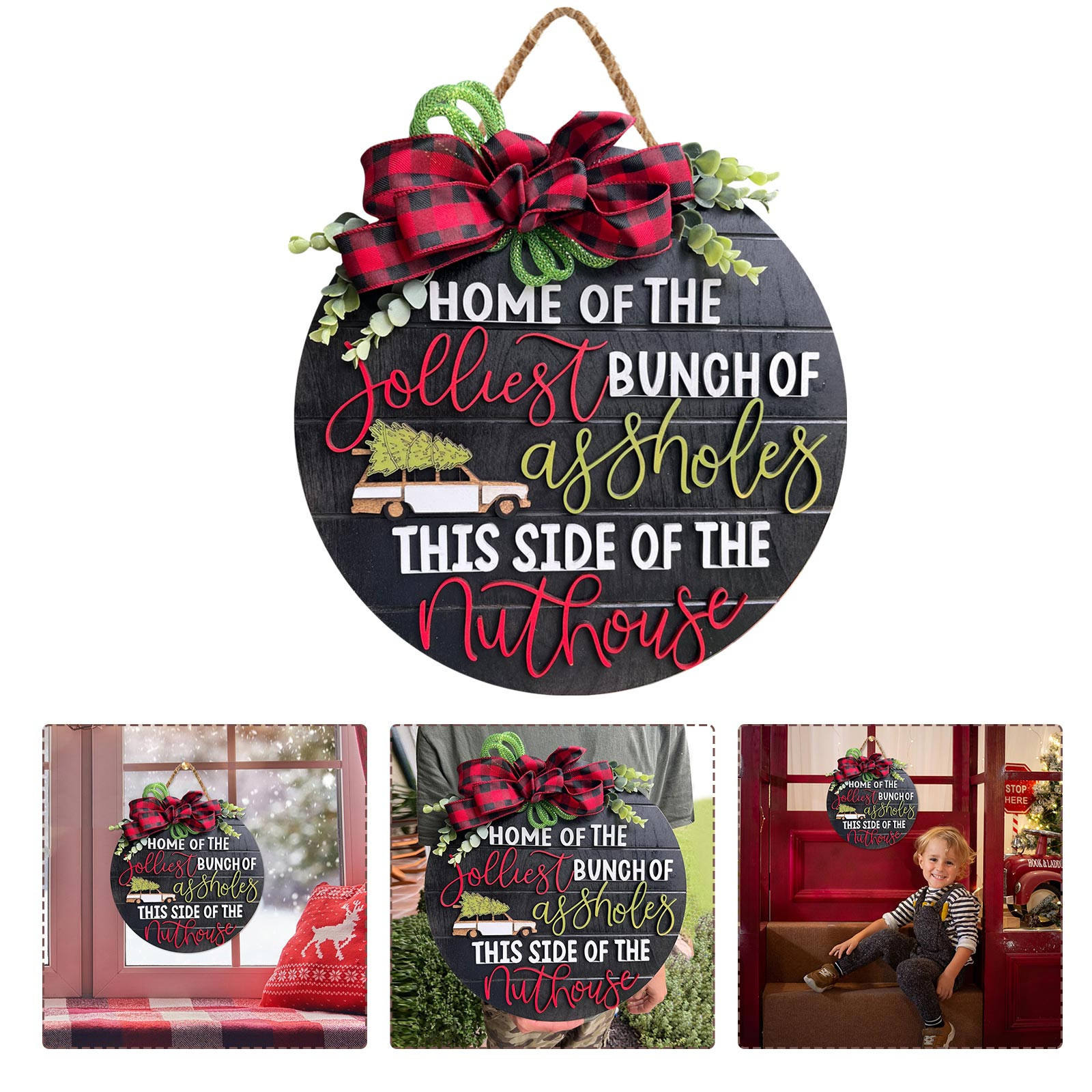 Welcome Front door decoration wall Hanging Signs Holiday new Year Christmas Decoration
