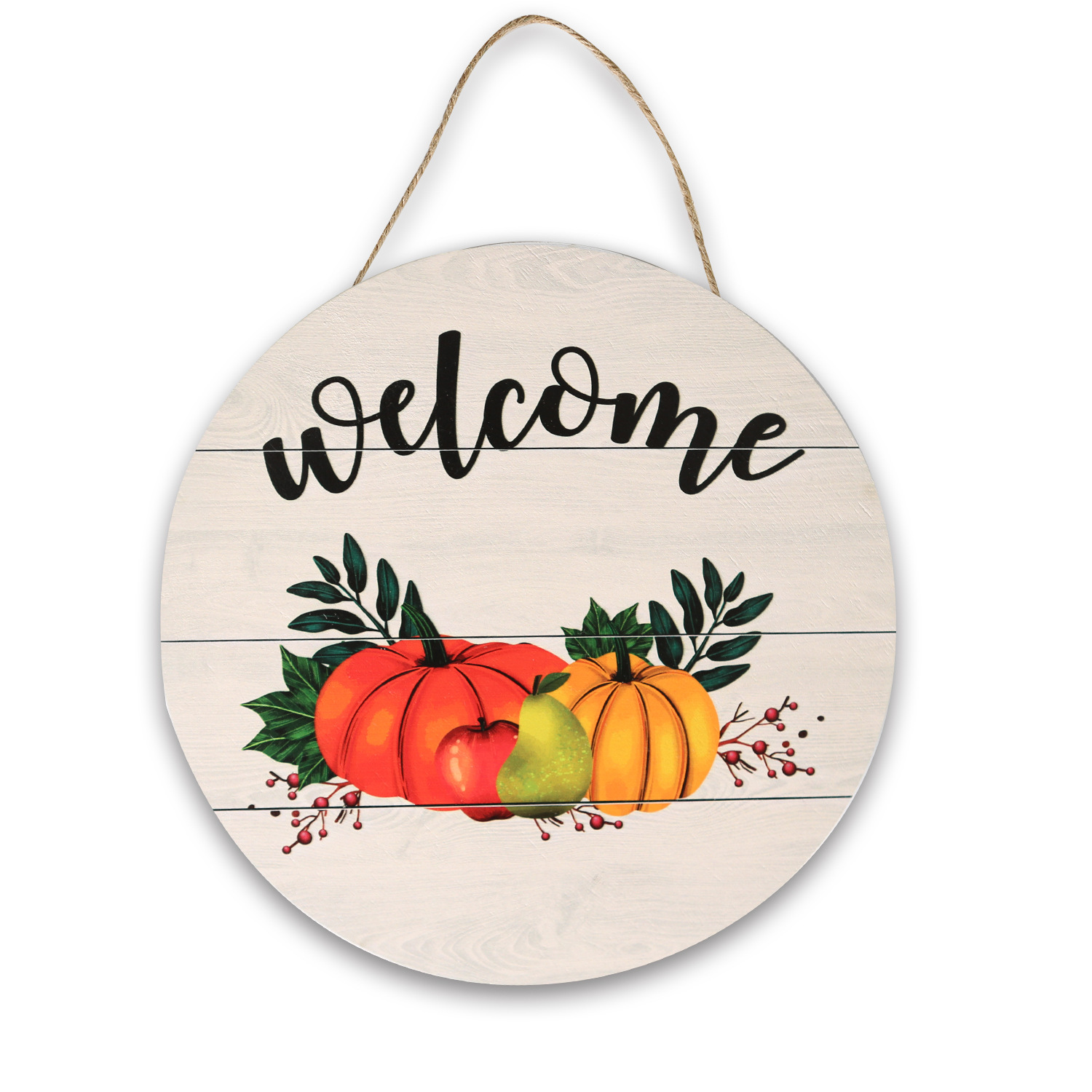 Welcome sign for front door Round Wood Sign Hanging Welcome