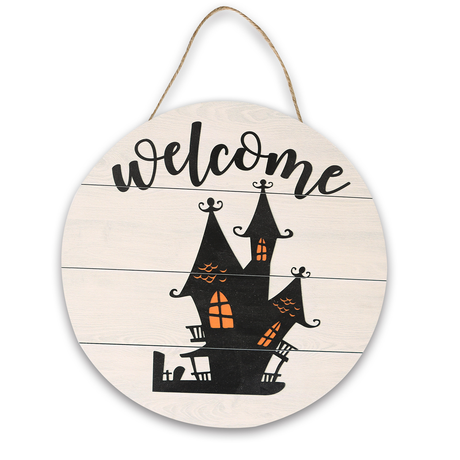 Welcome sign for front door Round Wood Sign Hanging Welcome