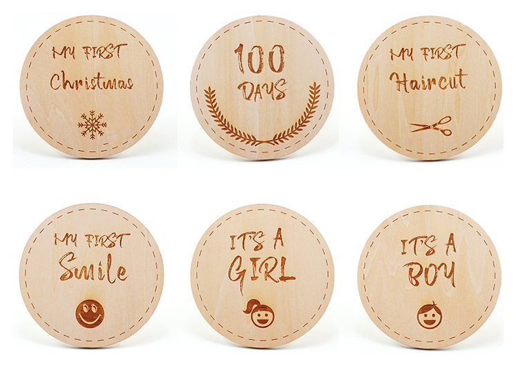 Newborn Birth Announcement Card Building Blocks Wooden Baby Milestones