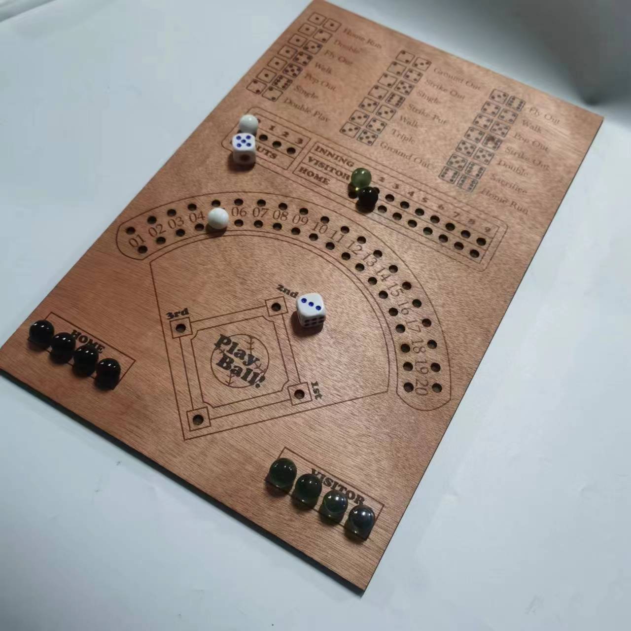 Baseball Dice Board With Dice Marbles Board Dice Toy Game