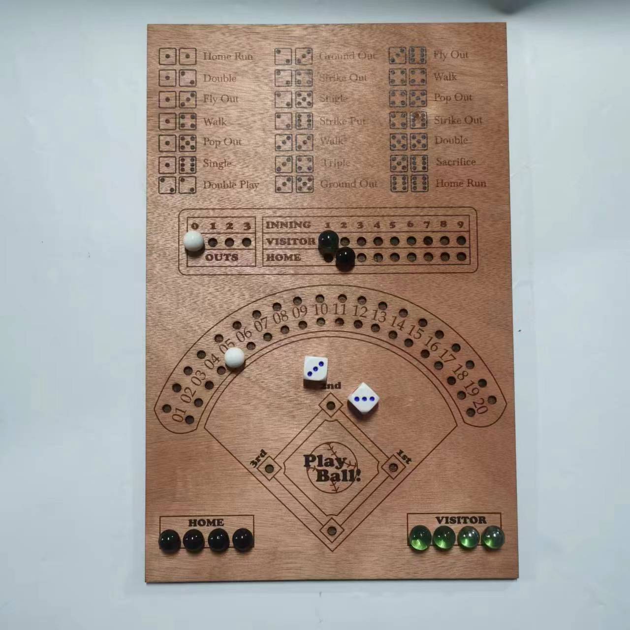 Baseball Dice Board With Dice Marbles Board Dice Toy Game