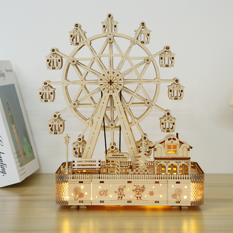 Assemble Ferris Wheel Model Kids Wood Science Diy Toy