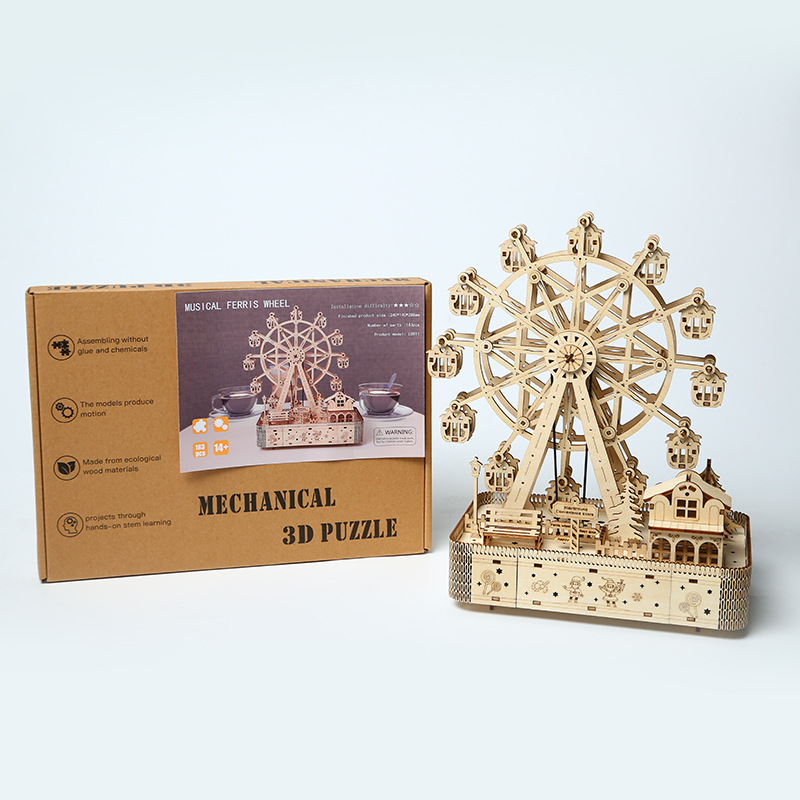 Assemble Ferris Wheel Model Kids Wood Science Diy Toy