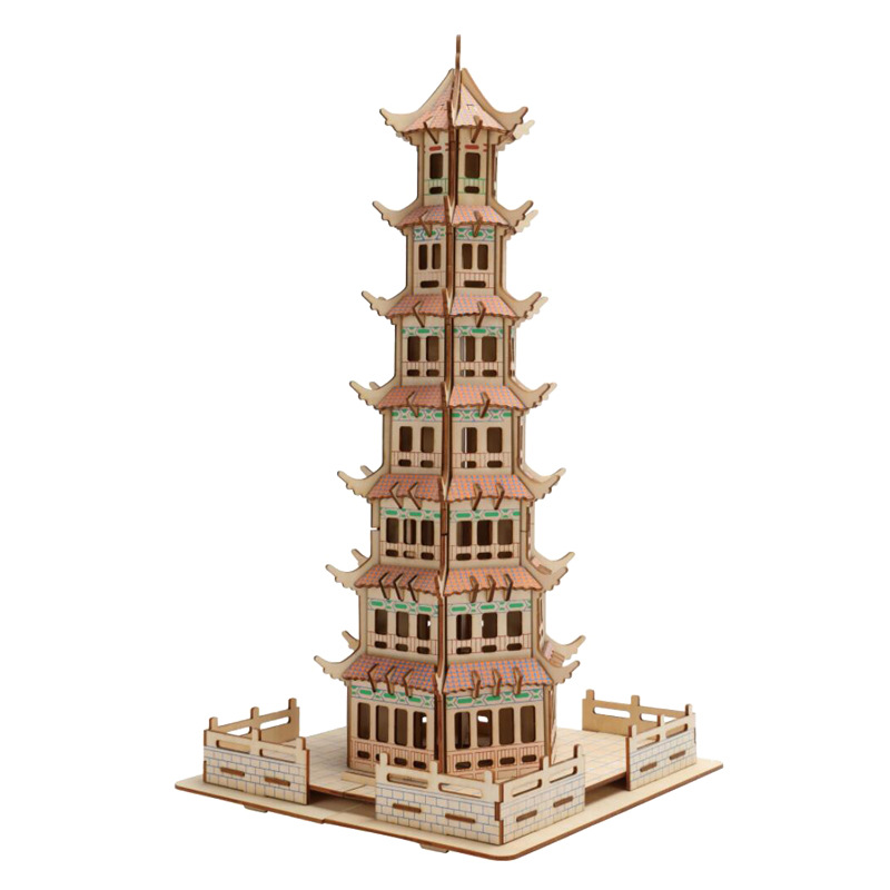 3D wooden jigsaw puzzle three-dimensional puzzle board children's educational model of Chinese ancient style