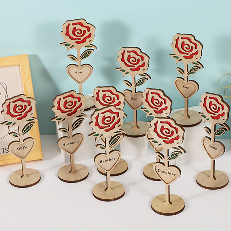 Valentine's Day Gift Wooden Rose Ornament