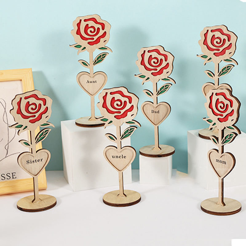 Valentine's Day Gift Wooden Rose Ornament