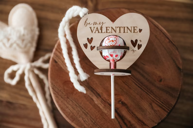 Wooden Lollipop Holder Valentine's Day Gift Classroom Gift Idea