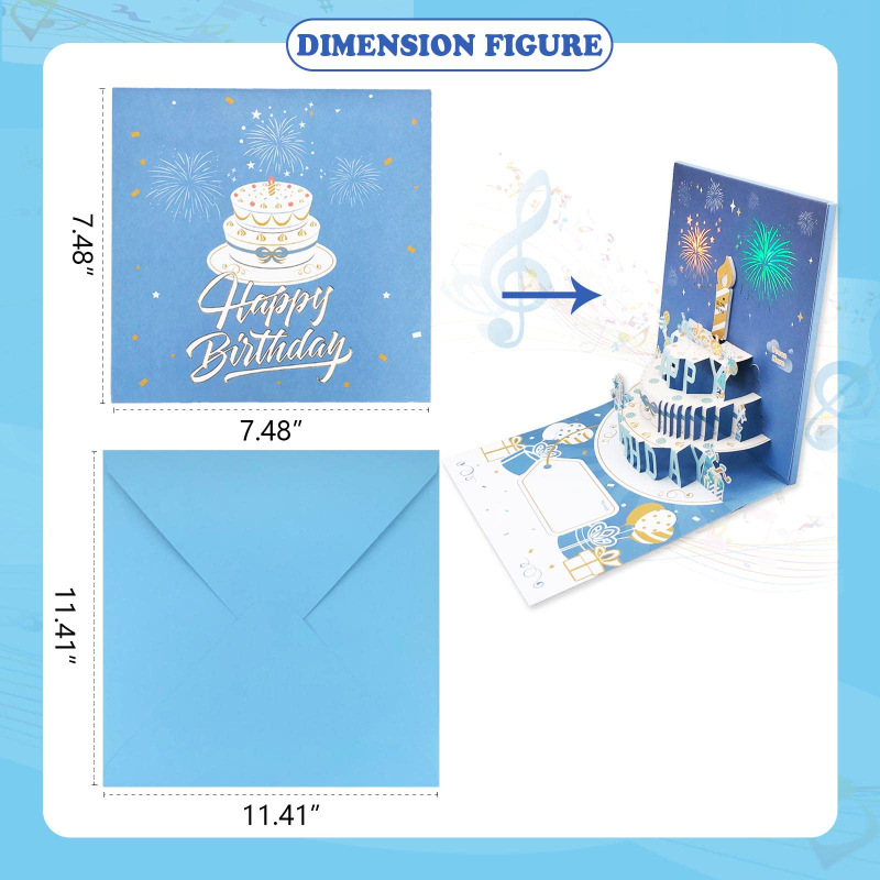 Music 3D Pop Up Gift Card Happy Birthday Handmade Greeting Card