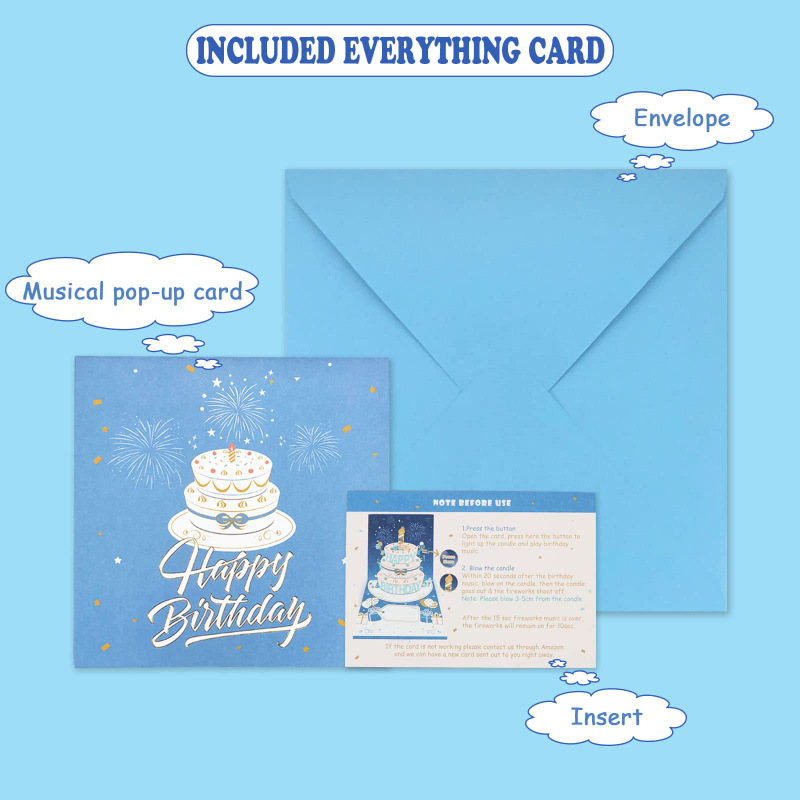 Music 3D Pop Up Gift Card Happy Birthday Handmade Greeting Card