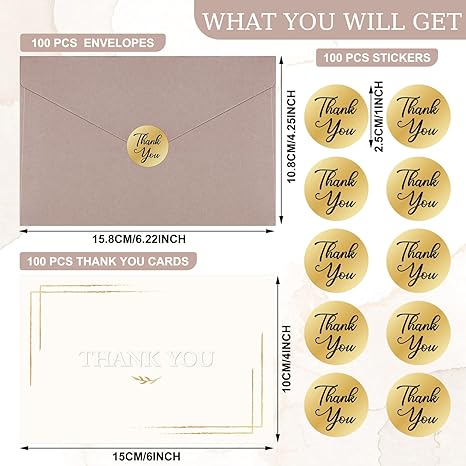 Handmade Thank You Card Set With Envelope Greeting Card