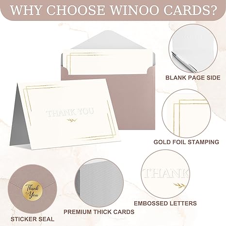 Handmade Thank You Card Set With Envelope Greeting Card