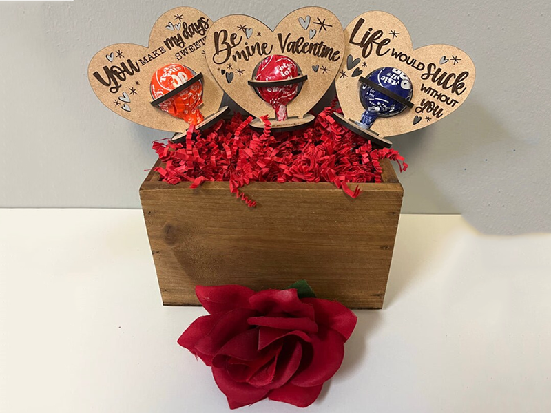 Wooden Lollipop Holder Valentine's Day Gift Classroom Gift Idea