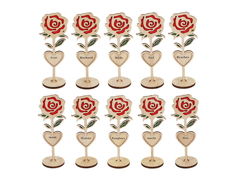 Valentine's Day Gift Wooden Rose Ornament