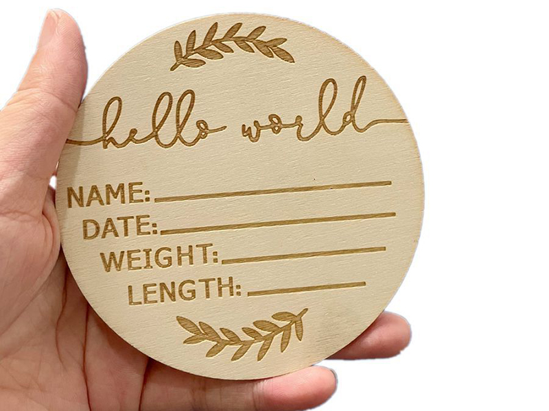 Newborn Birth Announcement Card Building Blocks Wooden Baby Milestones