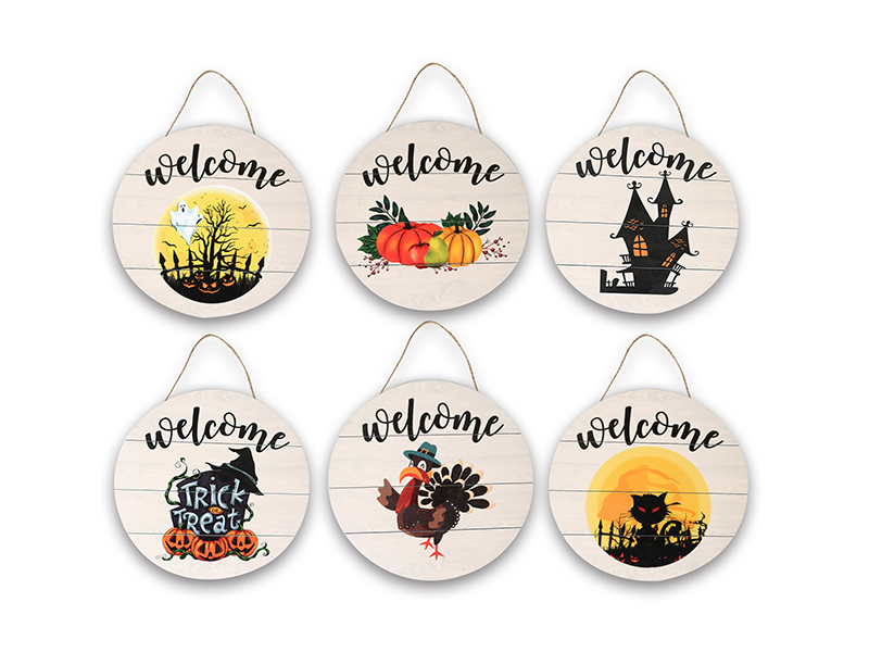 Welcome sign for front door Round Wood Sign Hanging Welcome