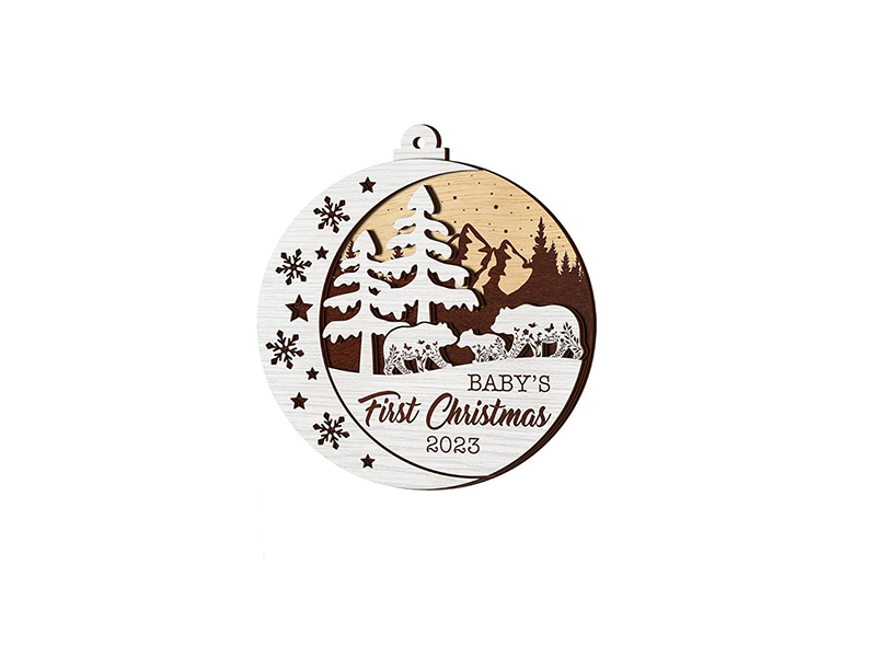 Festive Decoration Unfinished Laser Cut Wooden Christmas Ornament
