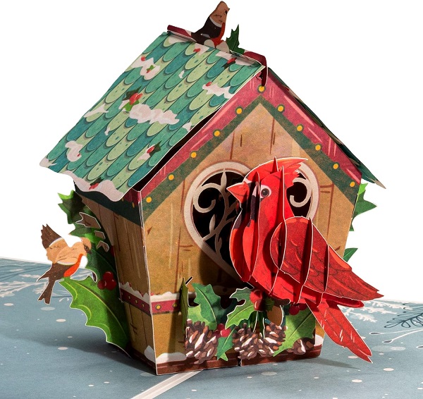 Love Bird House Christmas Card Pop Up