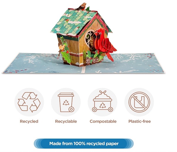 Love Bird House Christmas Card Pop Up