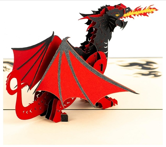 Featuring 3D pop up fantasy dragon greeting card for birthday gift