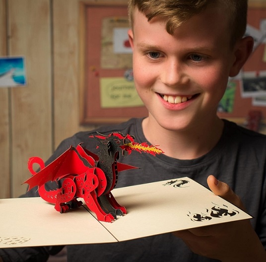 Featuring 3D pop up fantasy dragon greeting card for birthday gift