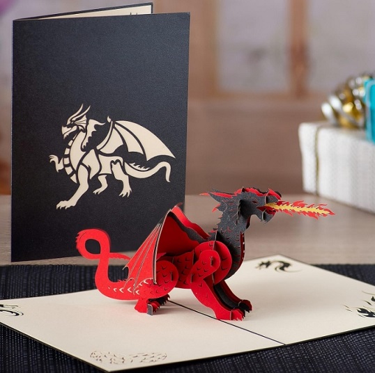 Featuring 3D pop up fantasy dragon greeting card for birthday gift